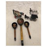 Wooden Spoons, Wind-Up Carriage, Duck Vase