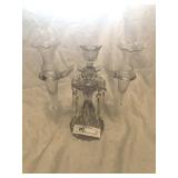 Ornate Glass Candle Stand with Bud Vase Holders