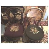 2 Victorian Balloon Back Upholstered Side Chairs
