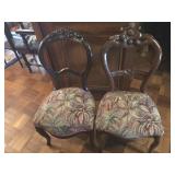 2 Unmatched Victorian Balloon Back Side Chairs