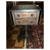 Vintage Drop Leaf 2 Door Pedestal End Table