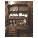Soft Wood Knee Hole Desk With Bookcase Top