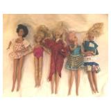 5 Vintage Mattel Barbie Dolls