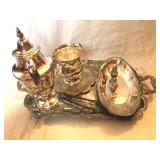 Silver plate Teapot, Serving Tray and Misc.