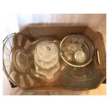 Water Pitcher, Platters and Decorative Glassware