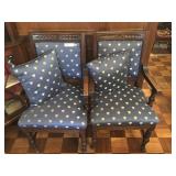 Vintage Upholstered Captain Style Side Chairs