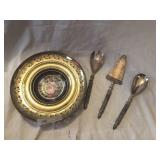 Metalware Decorative Tray and Serving Utensils