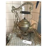 Vintage Brass Tea Pot Warmer and Tea Pot
