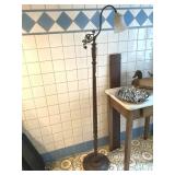 Vintage Wooden and Metal Floor Lamp