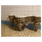 Victorian Style Marble Top 3-Footed Peer Mirror Ba