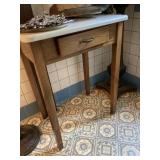 Vintage Enameled Top 1-Drawer Work Table