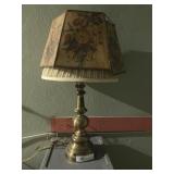 Brass Table Lamp and 2 Shades