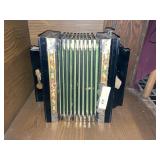 Vintage Squeeze Box with Mother of Pearl Inlay