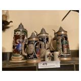6 German Beer Steins and Other Beer Steins