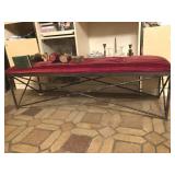 Metal Bamboo Vintage Bench w/Upholstered Top