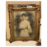 Vintage Gilded Frame with Portrait Print