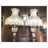 (2) Brass and Porcelain Decorative Table Lamps