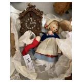 Miniature Key Wind Cuckoo Clock, Swiss Doll