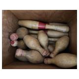 Assorted Wooden Toy Pins in Wooden Box