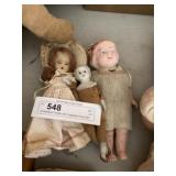 (3) Miniature Porcelain and Composition Face Dolls