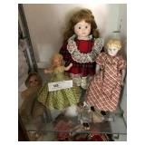 (4) Porcelain and Celluloid Dolls