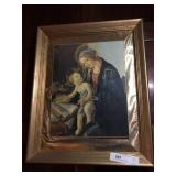 Gilt Framed Mother Mary Lithograph