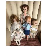 (5) Bisque Rubber Body and Composition Dolls