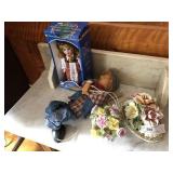 Marionette Dolls and Porcelain Floral Bouquets
