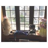 Porcelain Dolls and Stuffed Animal Rabbit