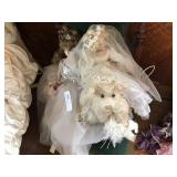 (2) Porcelain Dolls and Stuffed Bear