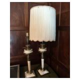 (2) Early Brass Plated Table Lamps