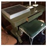 Antique Mahogany Green Painted Parlor Table