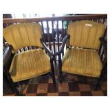 (2) Early Gold Upholstered Arm Chairs