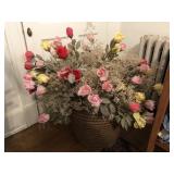 Early Woven Basket with Floral Bouquet