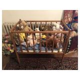 Doll Crib with Stuffed Bodied Bears