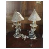 (2) Vintage Glass Electric Table Lamps