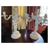 (2) Porcelain 5-Socket Cherub Candelabras