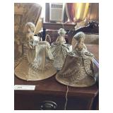 (3) Vintage Fabric Figural Lamp Shades