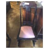 Vintage Wooden and Upholstered Rocking Chair