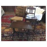 Mahogany Stool, End Table, Acorn Side Chair