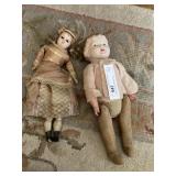 (2) Early Cloth and Composition Dolls