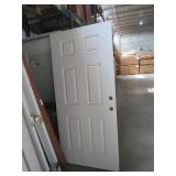 Six Panel White Fiberglass Exterior Door
