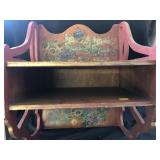 Wood Stencil Decorated Wall Shelf