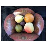 Toleware Bowl W Plastic Fruit