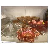 Assorted Carnival Glass And Juicer