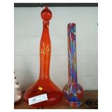 Art Glass Vase And Stopper Bottle