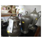 3 Early Pewter Tea Pots