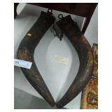 2 19Th Century Conestoga Wagon Grease Horns