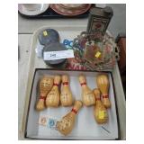 Wooden Bowling Trophies , Advertising Tins