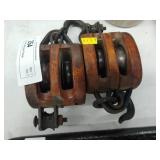 2 Wooden Miniature Pulleys